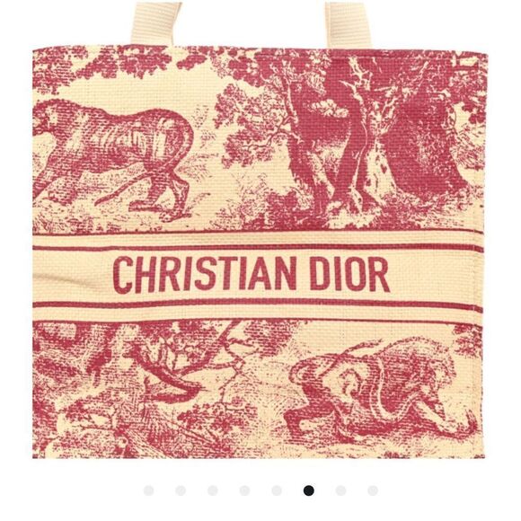 Christian Dior Straw Dioriviera Tote Red - Picture 3 of 7